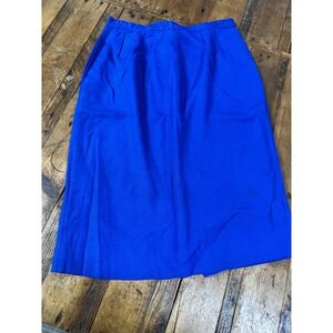 Vintage Midi Skirt Womens 12 Fits 10 Cobalt Blue High Waist Minimalist USA